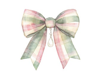 Plaid Coquette Bow PNG: St Patricks Day Watercolor Clipart (Digital Download)