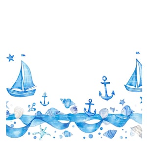 Baby Boy Einladung Nautische Clipart Bordüre Baby Shower Geburtstag Aquarell Strand Rahmen PNG Digital Download Karte Junk Journal