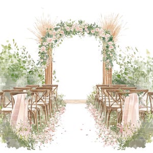 Hochzeit Bogen Floral Clipart PNG mit Dusty Rosa Blumen Einladung Danke Karte Printable Aquarell Clipart Digital Download Junk Journal