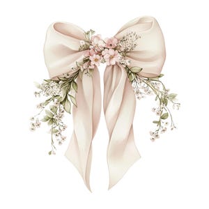 Rosa kokett Schleife PNG Aquarell Hochzeit Blumen Clipart Bunte Blumendruck Instant Digital Download Junk Journal