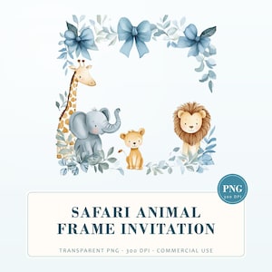 Safari Animal Watercolor Frame clipart: watercolor transparent PNG file