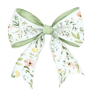 Salbei grün Coquette Ribbon Bow PNG Aquarell Chinoiserie Blume Clipart Bunte Blumendruck Instant Digital Download Junk Journal