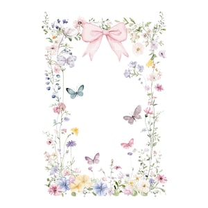 Wildblumen Schmetterling Bogen Rahmen Clipart Rahmen PNG für Einladung Danke Karte Printable Aquarell Clipart Digital Download Junk Journal