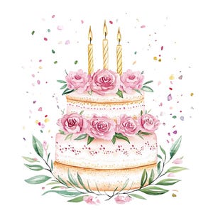 Pastel de cumpleaños Clavel Clipart Mes de nacimiento Flor PNG para enero Invitación Gracias Descarga digital instantánea Diario basura