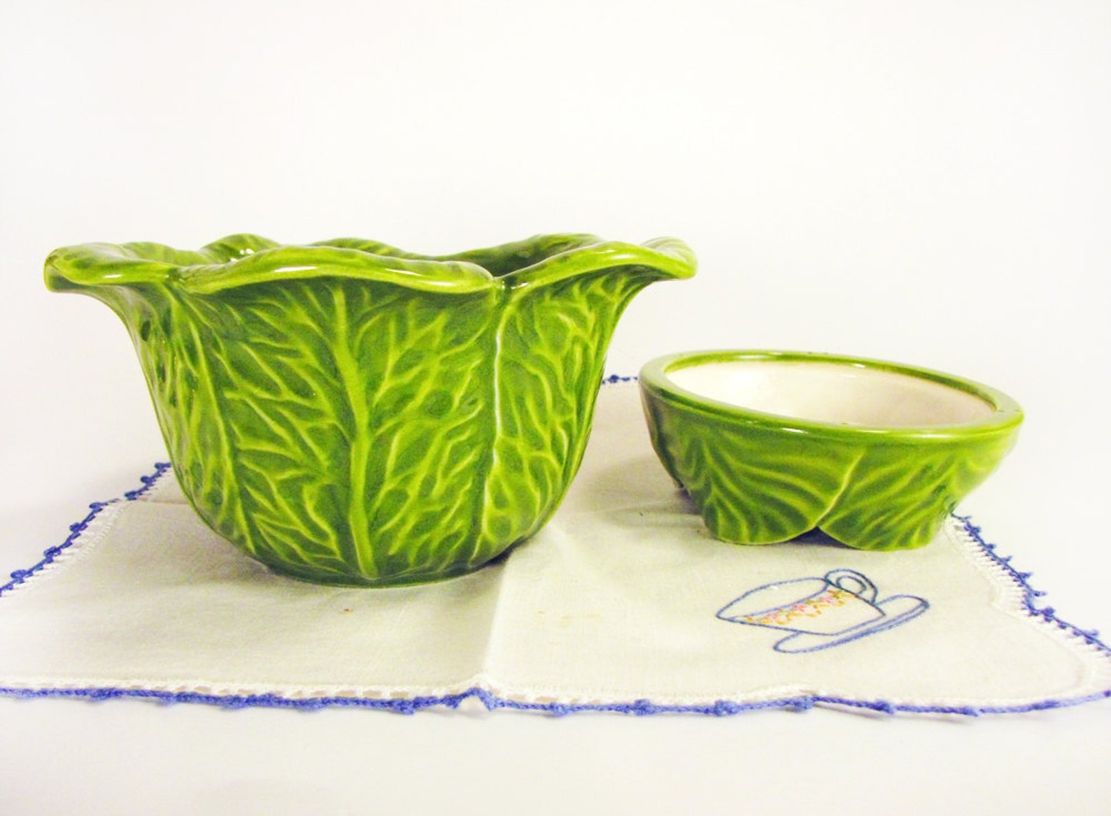 Vintage Cabbage Leaf Bowl with Lid Ceramic Leaf Bowl Etsy