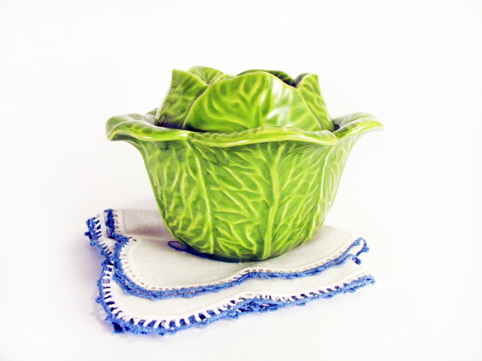 Vintage Cabbage Leaf Bowl with Lid Ceramic Leaf Bowl Etsy