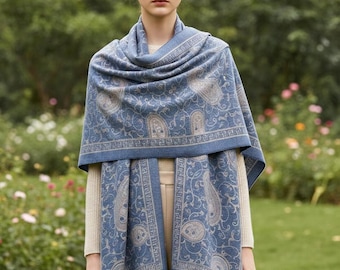 Large Paisley Pashmina Shawl - Elegant Soft Winter Scarf, Luxury Floral Wrap for Weddings and Special Occasions, Gift for Her