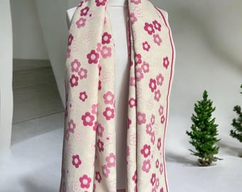 Pink and Beige Reversible Winter Shawl Wrap Scarf – Cozy Warm Accessory – Stylish Gift Idea for Women – Soft Oversized Blanket Scarf – Fashi