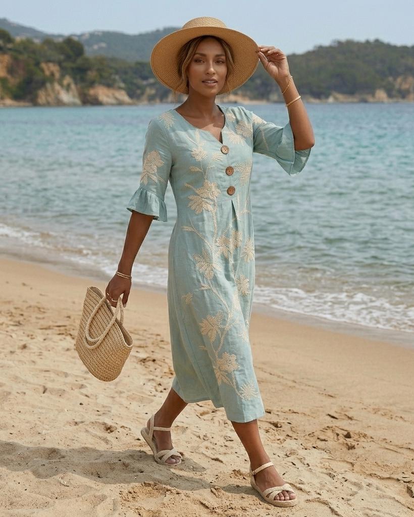 embroidered sun dresses Colorful Embroidered Beach Dress by Classic Whimsy - Girls Dresses main image 1