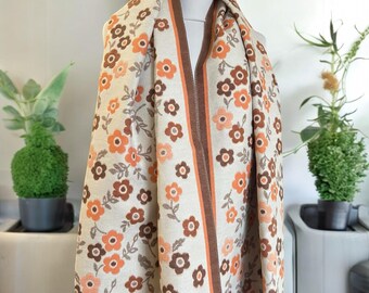 Beige and Brown Winter Shawl Scarf Wrap – Cozy Oversized Blanket Scarf – Warm Fashion Accessory – Thoughtful Gift Idea for Women