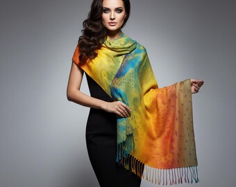 Women’s Ethnic Style Tassel Scarf | Long Cotton-Twill Look Shawl | Lightweight All-Season Wrap