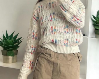 Women’s Long Sleeve Crew Neck Knit Sweater - Loose Fit Casual Knit Pullover, Lightweight Comfortable Knitted Top