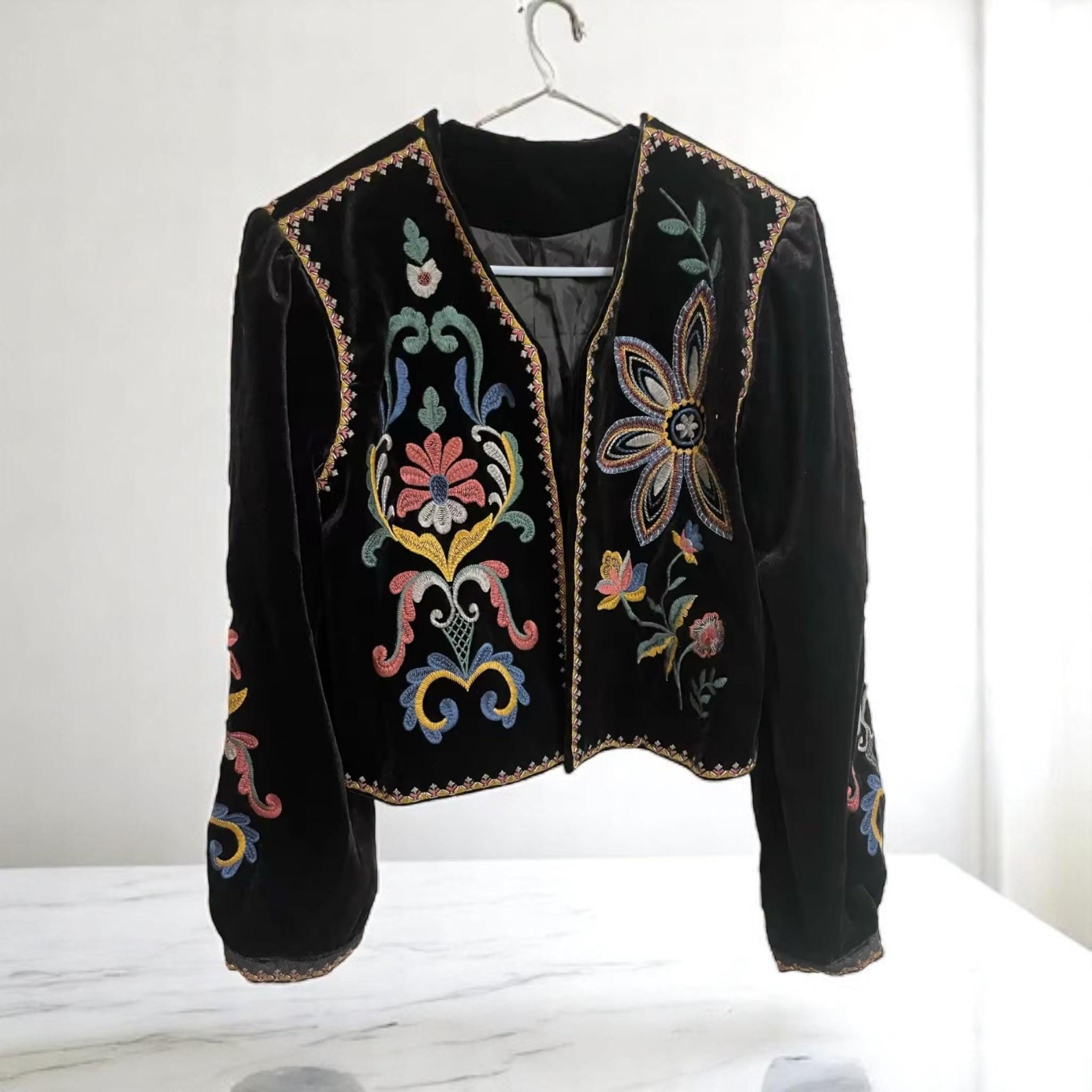Vrouwen Fluwelen Jas Klassieke Vintage Een Knop Revers Open Front Fitted Blazer Jas Casual Business Werk Bovenkleding, Zwartgroen, M Vrouwen Fluwelen Jas Klassieke Vintage Een Knop Revers Open Front Fitted Blazer Jas Casual Business Werk Bovenkleding, Zwartgroen, M