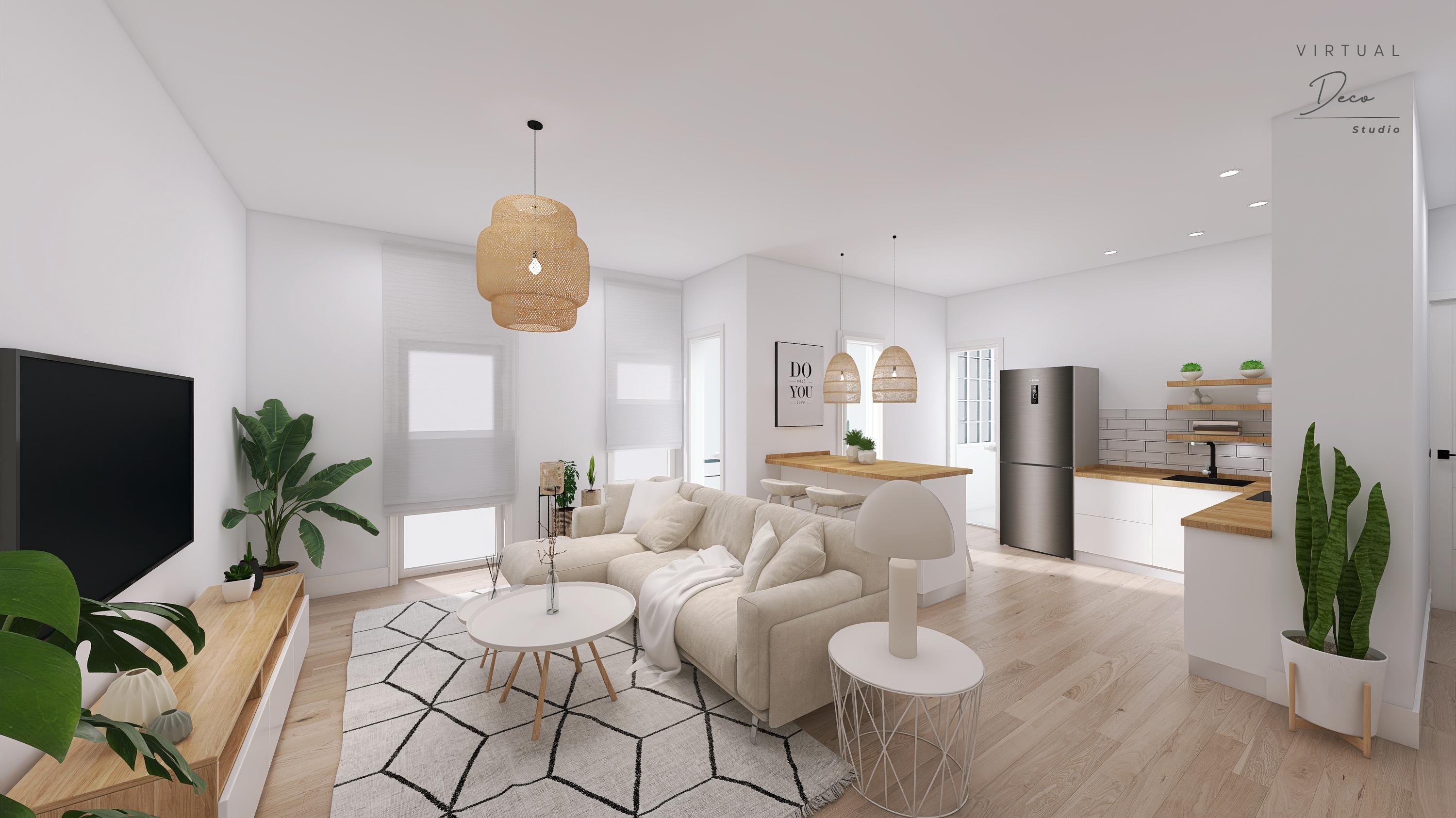 Living Room Design and 3D Modeling, 3D Rendering, Residential Decoration Planning, Online ...