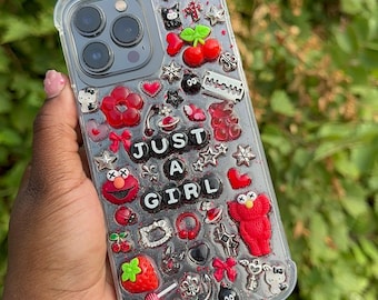 Just A Girl Black & Red Junk Phone Case | Fits iPhone 15 Pro Max