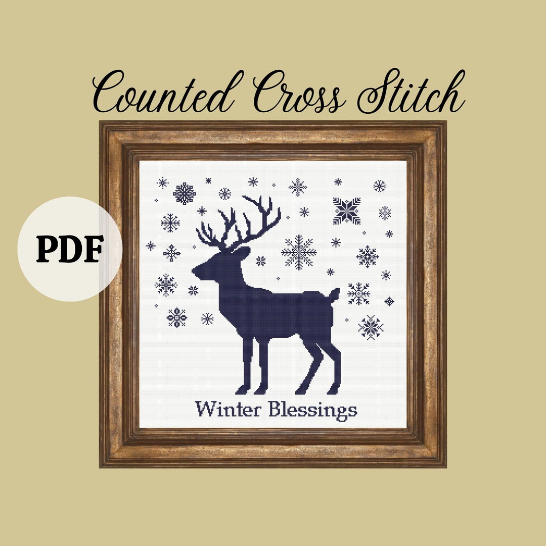 Winter Deer Cross Stitch Pattern: Holiday Blessings, PDF Pattern - Etsy