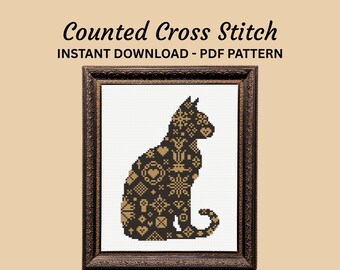 Quaker Motif Cat Cross Stitch Pattern (PDF Pattern)