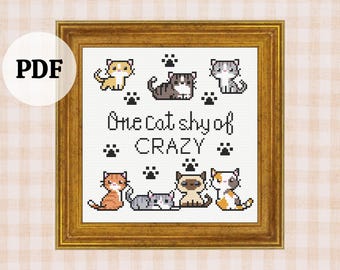 Lustiges Katzen Kreuzstich-Muster, Snarky Cats (PDF-Muster)