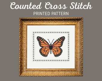 Monarch Butterfly Cross Stitch Pattern: Elegant Nature Design (Printed Pattern)