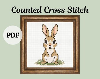 Rabbit Cross Stitch Pattern: Little Cotton Tail Bunny, PDF Pattern