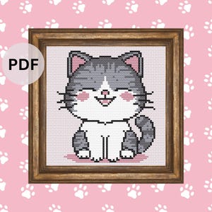 Smiles and Whiskers Cross Stitch Pattern PDF, Cute Cat Cross Stitch, Whimsical Cross Stitch, Animal Cross Stitch, Digital Cross Stitch