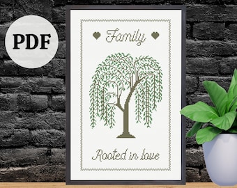 Willow Tree Cross Stitch Pattern: Family Rooted in Love (PDF Download