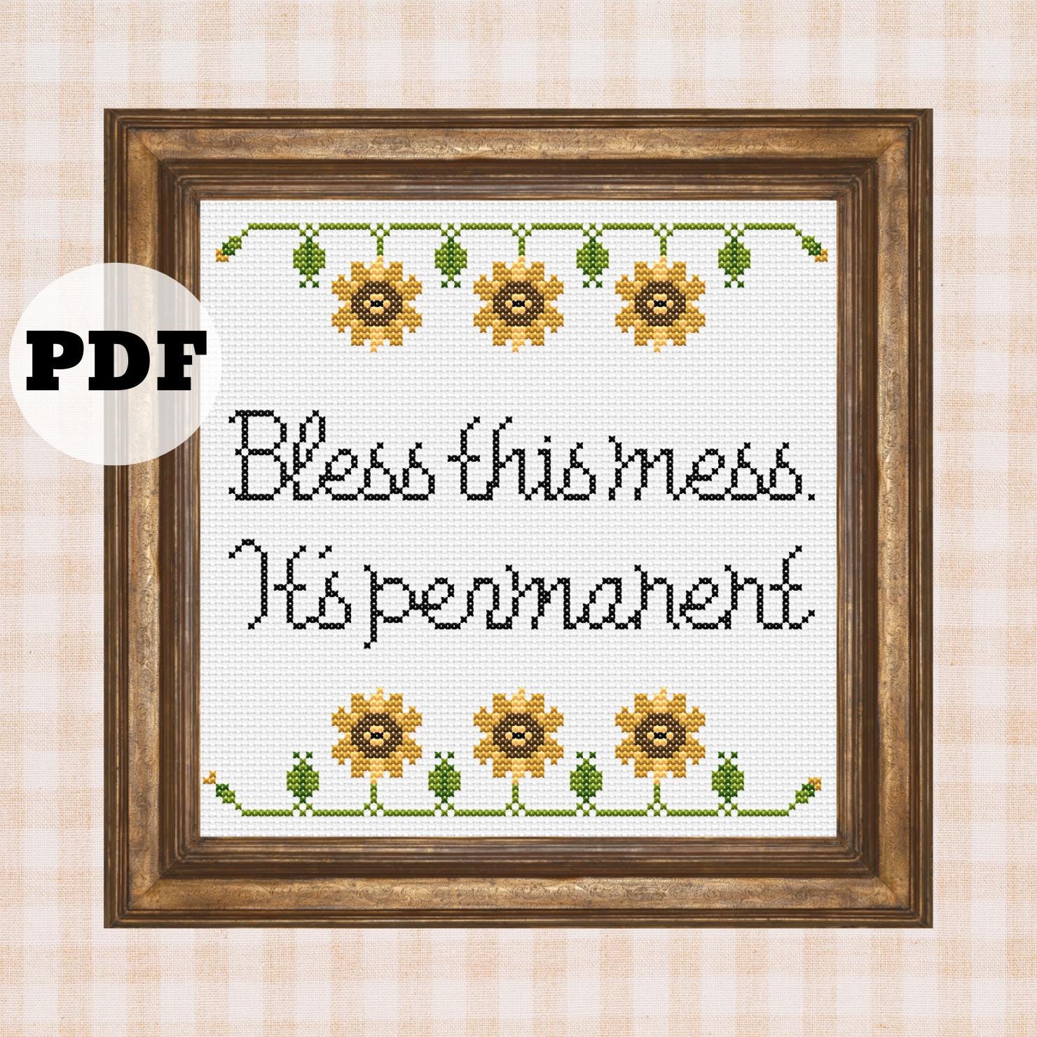 Bless This Mess Cross Stitch - Etsy