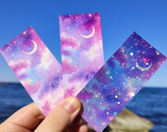 Night Sky Celestial Prism Sticker Dreamy Cloud Holo Lofi Moon Pastel Stickers