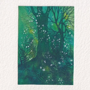Sticker forêt enchantée Sticker vinyle brillant parc national olympique Fougère des bois aquarelle Sticker cadeau amoureux de la nature pour Sticker pour ordinateur portable