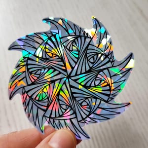 Trippy Sticker Holo Optical Art Stickers Abstracte iriserende sticker telefoonhoesje Vaporwave-sticker psychedelische mandala