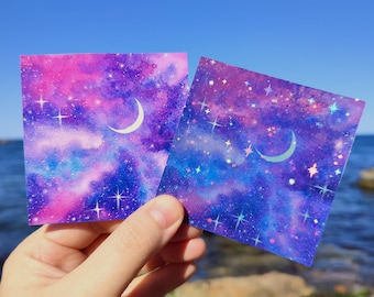 Celestial Night Sky Sparkly Sticker Dreamy Holo Cloud Stickers Lofi Prism