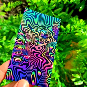 Psychedelic Trippy Sticker Optical Illusion Abstract Vaporwave Stickers Holo Prismatic