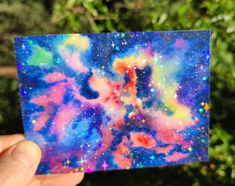Pegatina holográfica celestial de nebulosa y galaxia, pegatinas brillantes para observar las estrellas en el espacio exterior