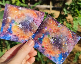 Pegatinas brillantes de galaxia, nebulosa holográfica, regalo astronómico, arte celestial del espacio exterior
