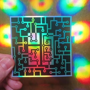 Cyberpunk Sticker Holographic Decal Holo Vaporwave Cybercore Matrix Gift for Programmer Microchip Iridiscent Webcore Retrowave Nerdy Geeky