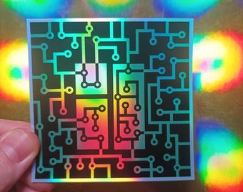 Cyberpunk Sticker Holographic Decal Holo Vaporwave Cybercore Matrix Gift for Programmer Microchip Iridiscent Webcore Retrowave Nerdy Geeky