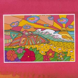 Zonsondergang Sticker Vinyl Matte Happy Psychedelic Trippy Hippie 60 S Sticker Voor Laptop Retro Kleurrijke Sticker voor Planner: