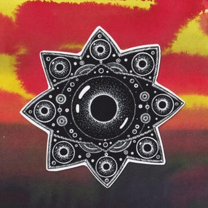 Occult oog sticker gotische vinyl glanzende sticker voor laptop hekserij sticker zwart witte mandala spirituele horror trippy sticker voor planner