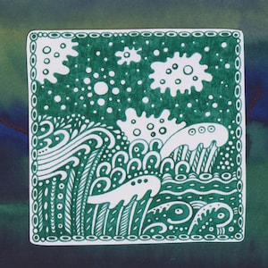Sticker Oceaan sticker zeegezicht sticker golven stickers doodle zeegezicht sticker schattig natuur sticker