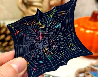 Spiderweb Holo Sticker Gothic Witchy Stickers Cobweb Spooky Halloween Creepy Decal Phone Case Sticker