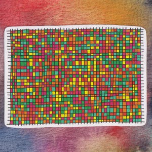 Abstrakcyjna naklejka winylowa matowa na laptopa Naklejka w kratkę Trippy Bright Grunge Doodle Kolorowe naklejki do planera