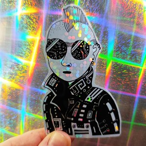 Cyberpunk Kille Klistermärke Hacker Vinyl Holo Gåva för Programmerare Holografisk Prismatisk Dekal Nördig Geeky