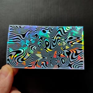 Adesivo psichedelico olografico, illusione ottica, decalcomania astratta iridescente, custodia per telefono, decalcomania Vaporwave psichedelica per laptop