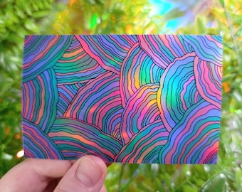 Mushroom Sticker Psychedelic Trippy Holographic Holo Decal Colorful Pink Prismatic