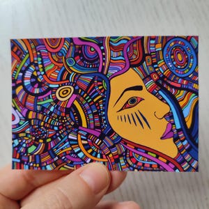 Cyber Sticker Cyberpunk Girl Stickers Scifi Holo Sticker Face Retrowave Prism Decal Metallic Futuristic for Laptop or Journal