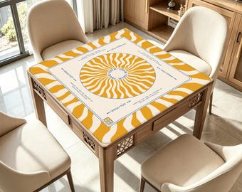 Retro Sunburst Mahjong Mat | Golden Sunshine Mahjong Mat | Modern Game Mat | Boho Mahjong Gift | 32x32 Mahjong Playing Surface