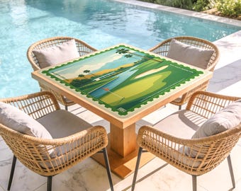 Golf Mahjong Mat 32inx32in | Golf Course Table Mat | Country Club Game Mat | Neoprene Mahjong Mat | Golf Lover Gift | Aesthetic Game Mat