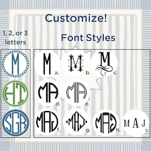 K&ouml;nnte beinhalten: Bild mit Monogramm-Schriftarten zur Individualisierung. Der Text lautet &bdquo;Anpassen!&ldquo; und &bdquo;Schriftarten&ldquo;. Verschiedene Buchstabenkombinationen werden in verschiedenen kreisf&ouml;rmigen und geometrischen Designs angezeigt, mit Optionen f&uuml;r 1, 2 oder 3 Buchstaben. Das Farbschema umfasst Blau, Gr&uuml;n und Schwarz.