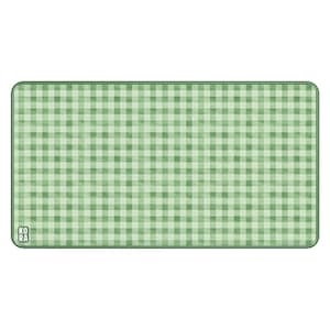 May include: A rectangular green and white checkered picnic blanket. The blanket has rounded corners and a stitched border. The lower left corner features a small logo with the letters "KO" and "RA" inside a square.