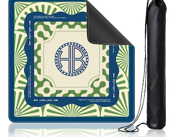Personalized Monogram Mahjong Mat 32x32 | Custom Mahjong Table Mat | Your Initials Game Mat | Neoprene Mahjong Mat | Gift Idea